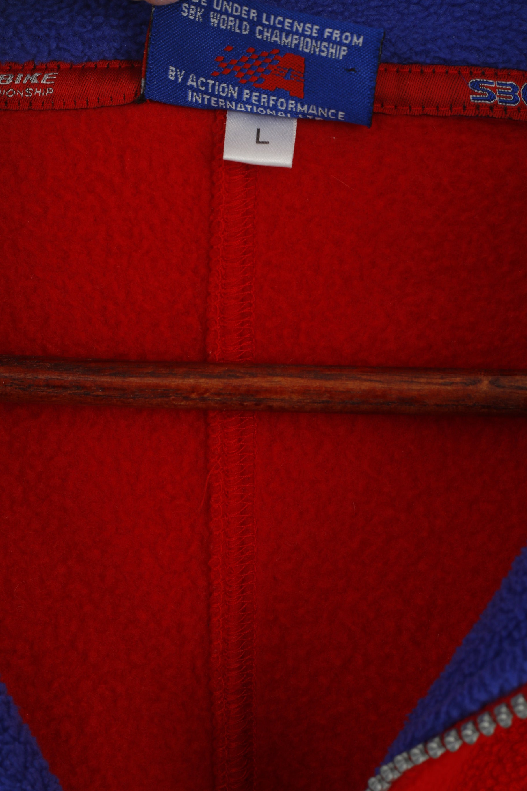 Superbike Men L Fleece Top Red Vintage SBK Zip Neck World Chempionship Sweatshirt