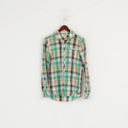 Camicia casual da uomo Diesel Top a maniche lunghe con tasca con zip in cotone verde a quadri