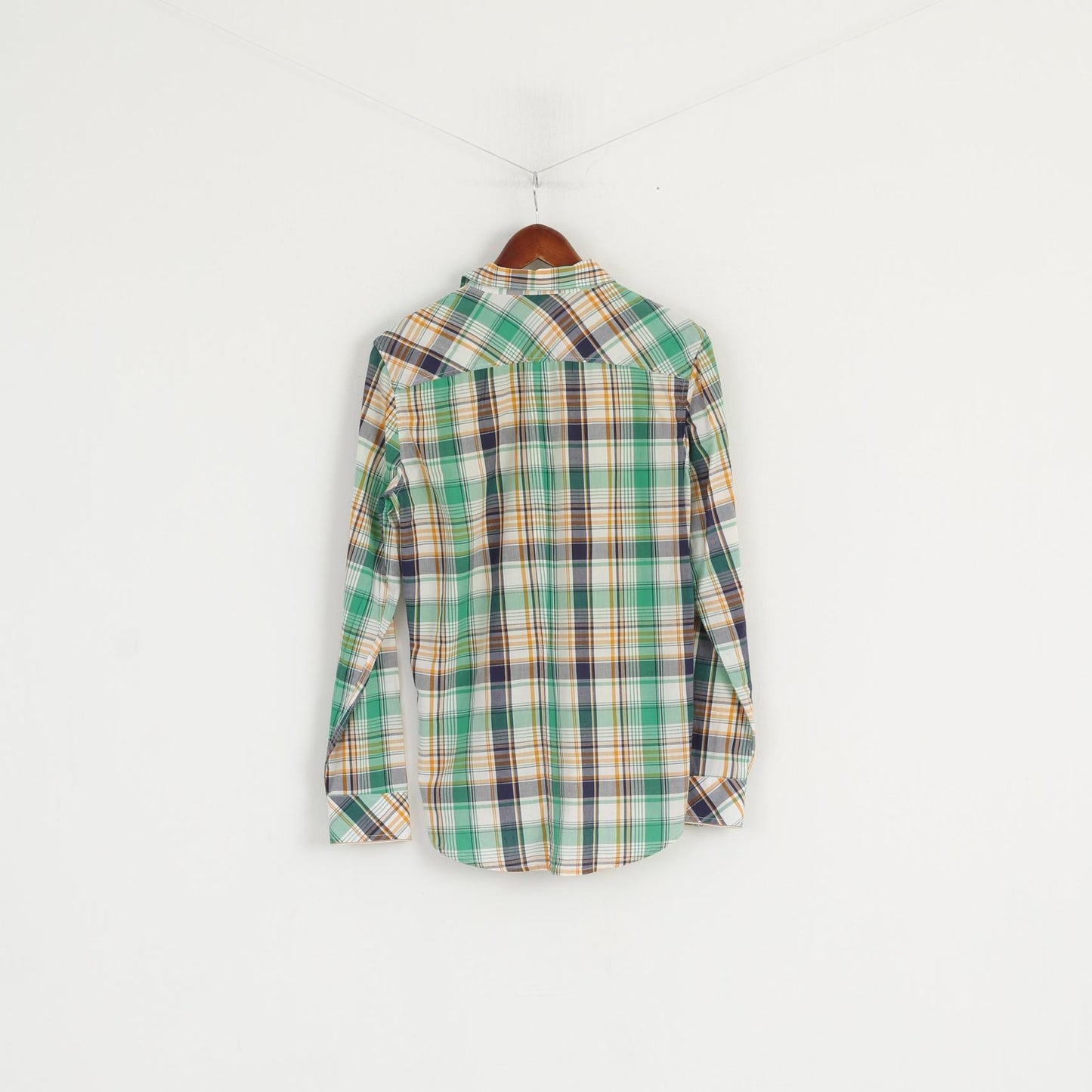 Diesel Men S Casual Shirt Green Cotton Checkered Zip Pocket Long Sleeve Top