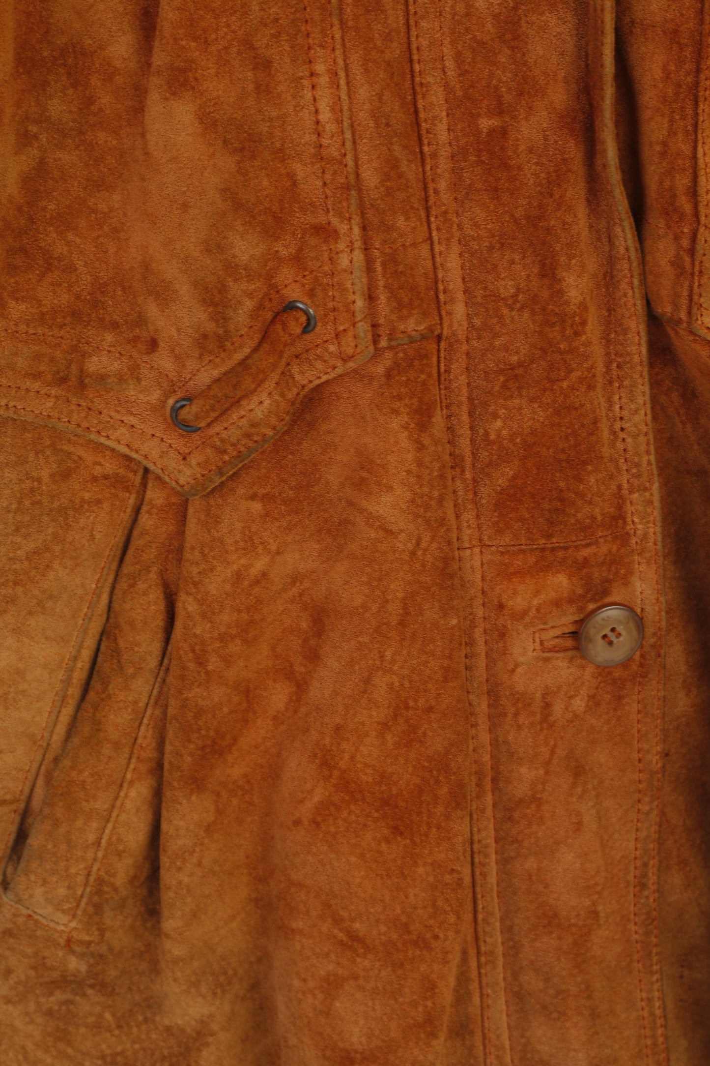 Vroom & Dreesmann Women 42 16 XL Jacket Camel Leather Vintage Shoulder Pads Top