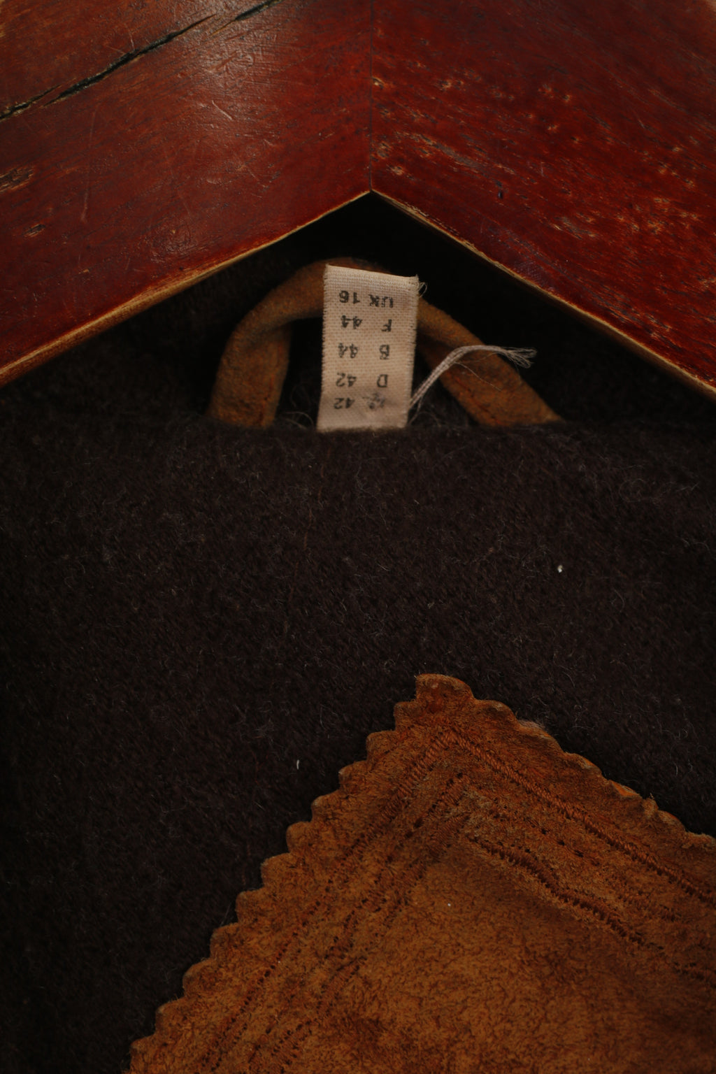 Vroom & Dreesmann Women 42 16 XL Jacket Camel Leather Vintage Shoulder Pads Top