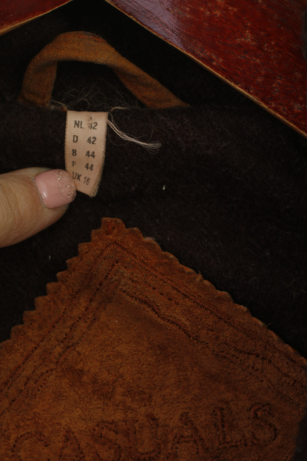 Vroom & Dreesmann Women 42 16 XL Jacket Camel Leather Vintage Shoulder Pads Top