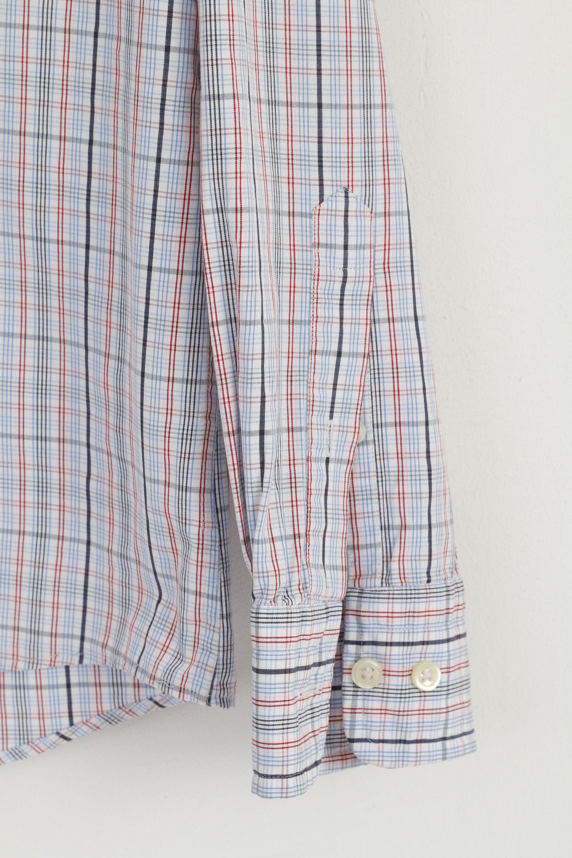 Gant Men M Casual Shirt White Check Newport Poplin Regular Fit Cotton Long Sleeve Top