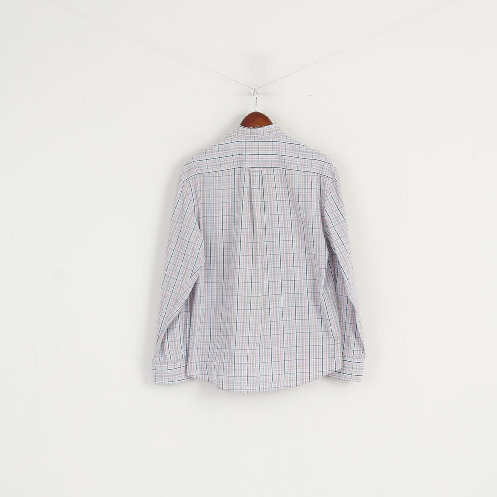 Gant Men M Casual Shirt White Check Newport Poplin Regular Fit Cotton Long Sleeve Top