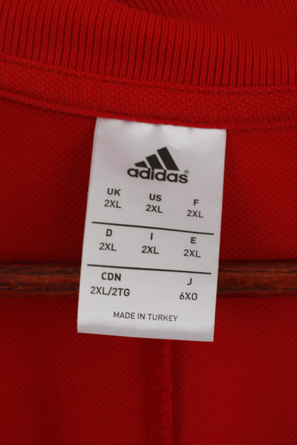 Polo Adidas da uomo 2XL in cotone rosso Manchester United Football Devil Top