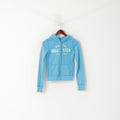 Hollister California Women XS Sweatshirt Blue Cotton Hooded Surf Open Zip Up Top