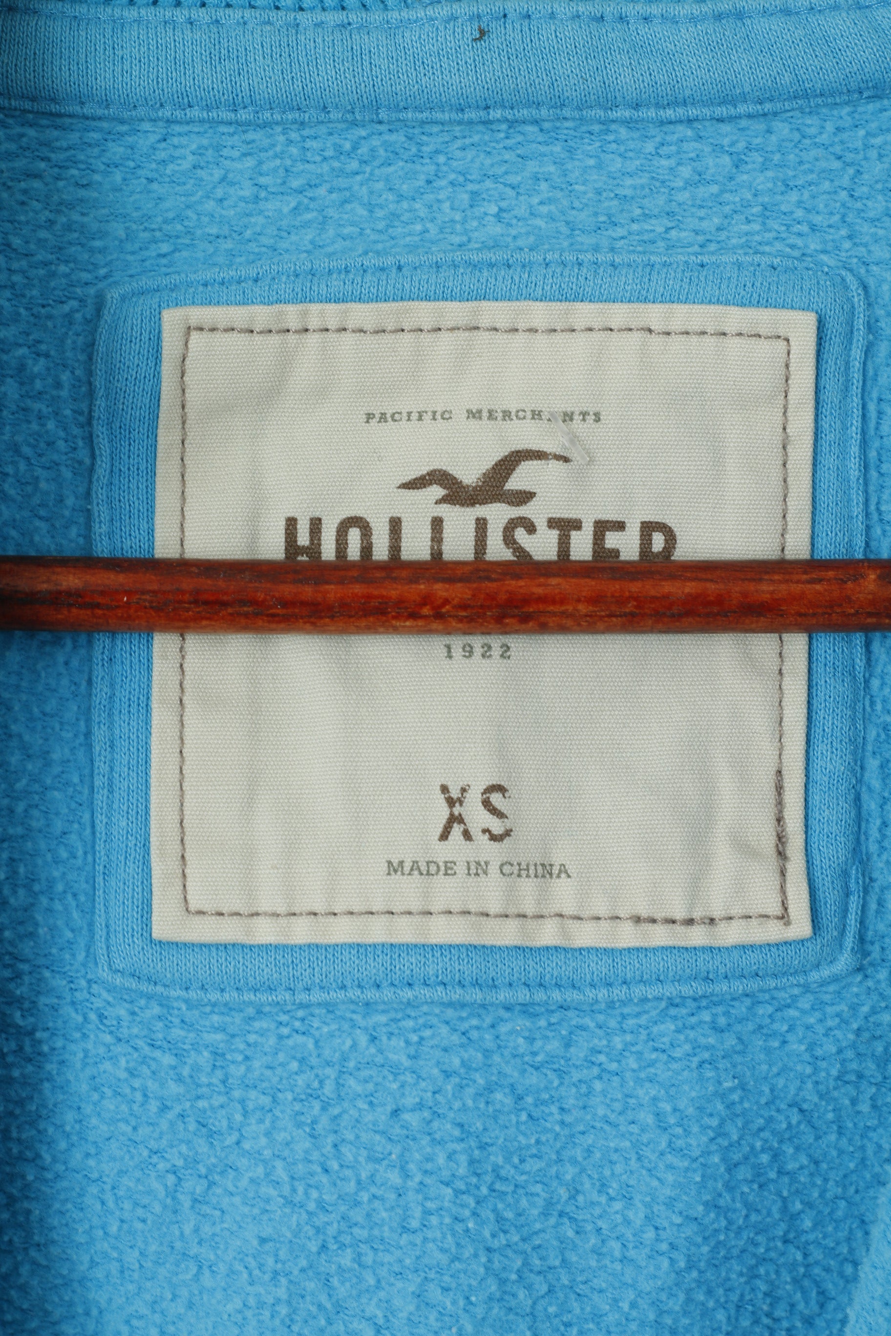 Felpa Hollister California da donna XS in cotone blu con cappuccio e zip aperta