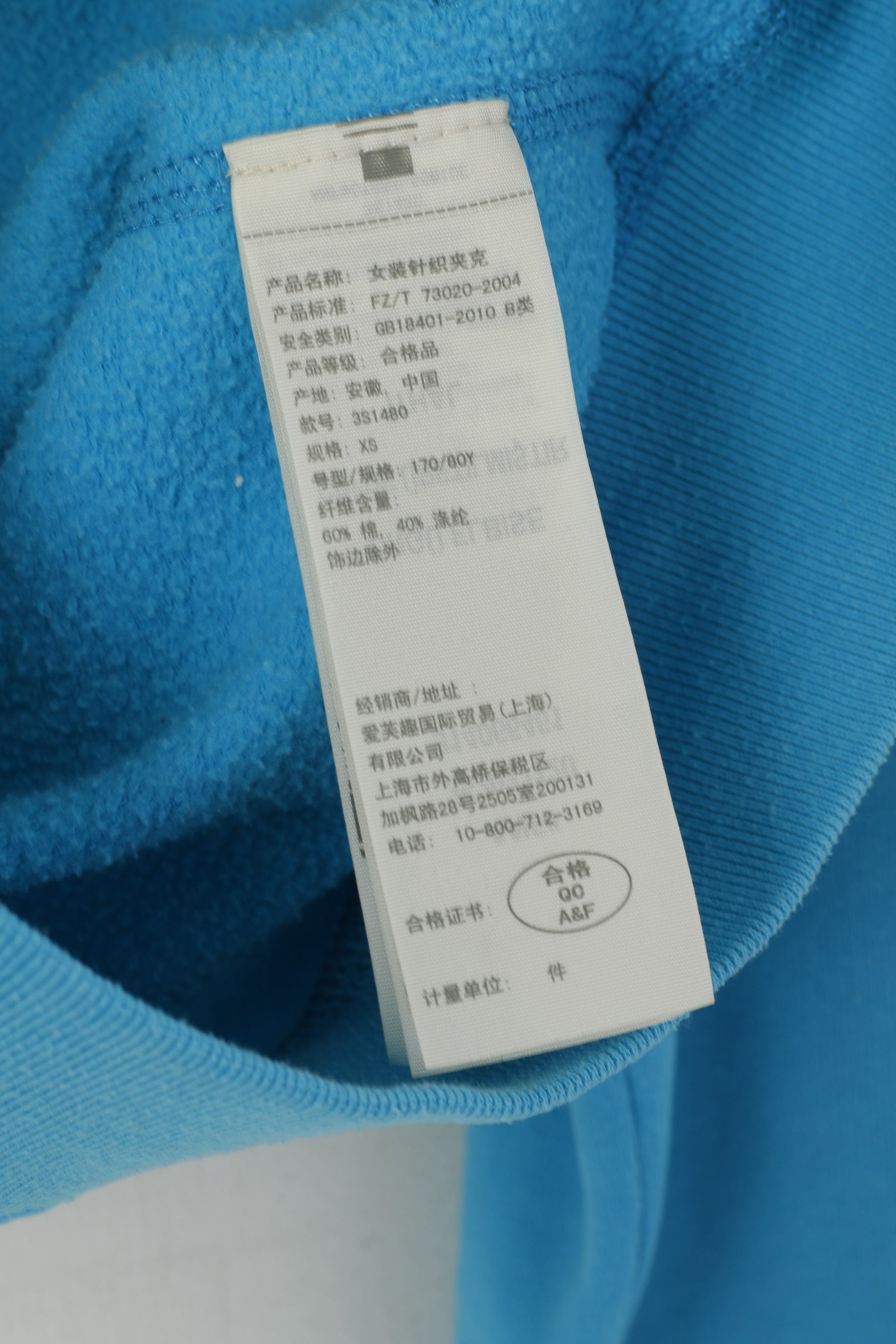 Felpa Hollister California da donna XS in cotone blu con cappuccio e zip aperta