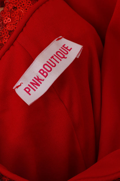 Pink Boutique Femmes 10 38 Robe Maxi Rouge Paillettes Noeud au Dos Robe de Soirée Sexi