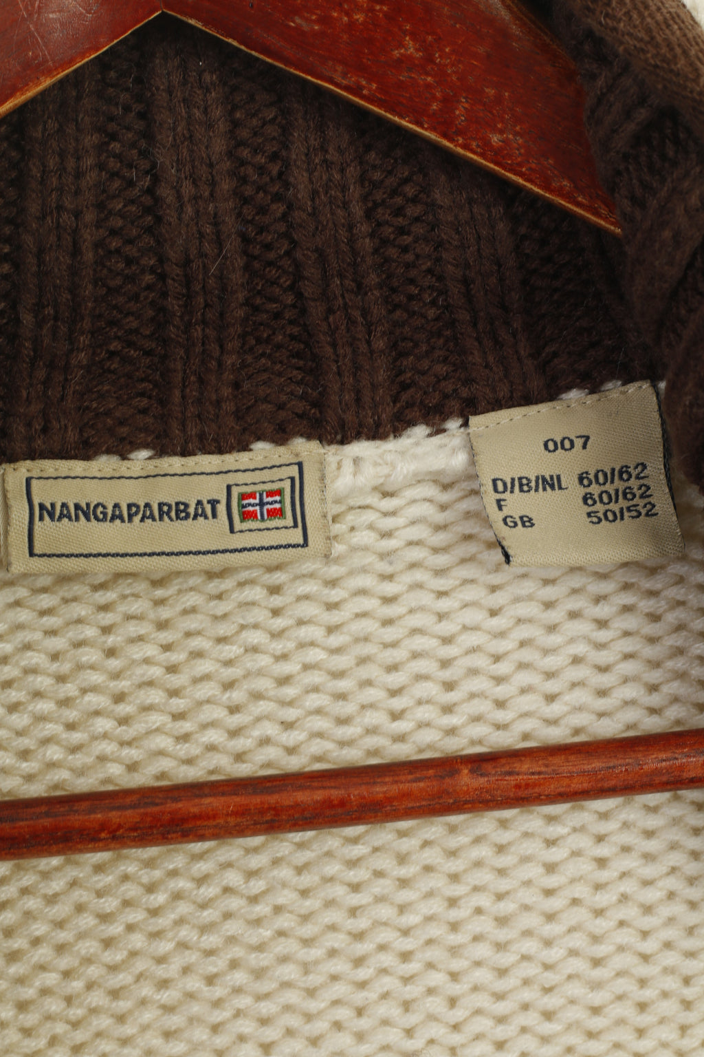 Nangaparbat Homme 50/52 XXXL Pull Beige Tricoté Himalaya Col Zippé Pull Classique
