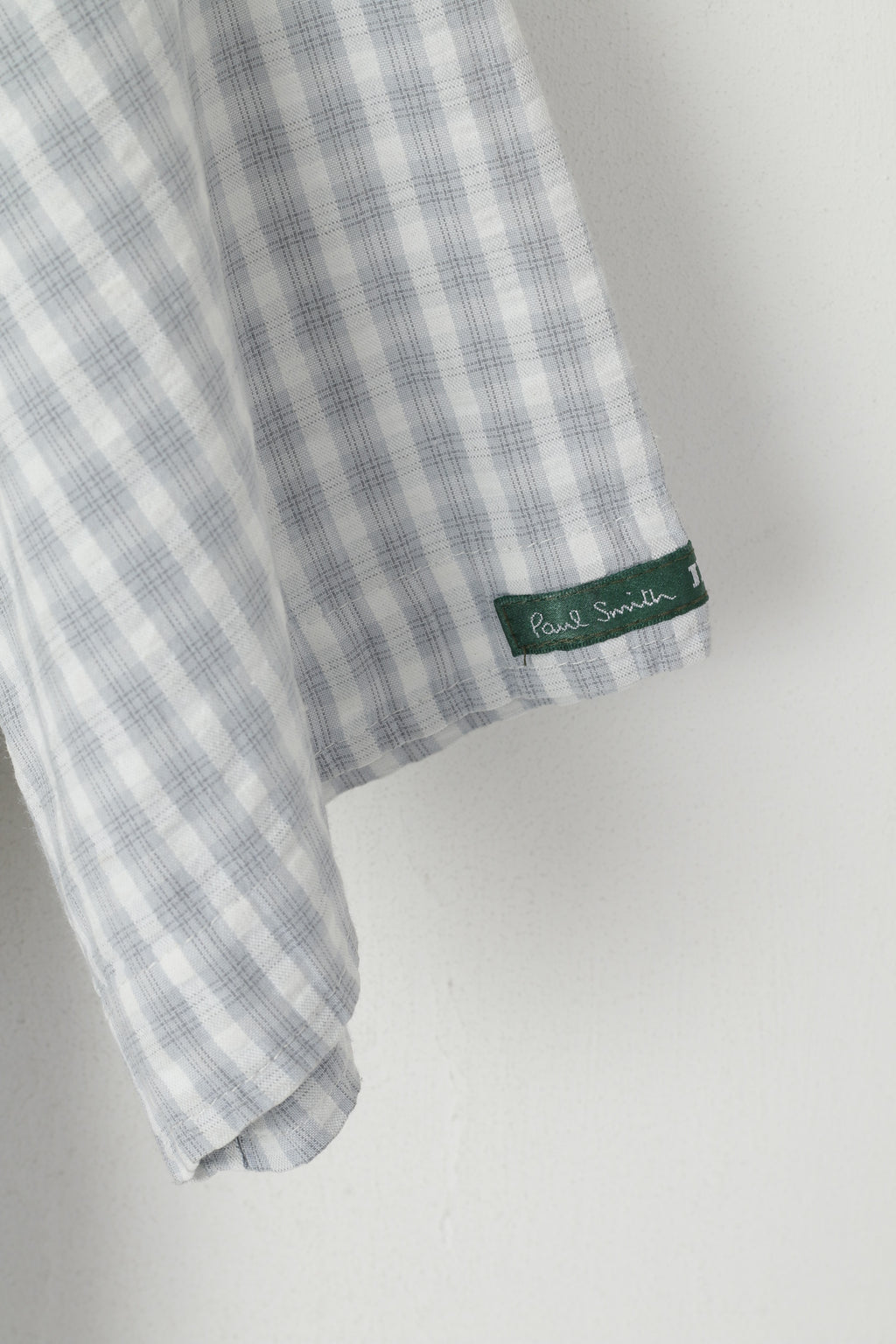 Paul Smith Jeans Men M Casual Shirt Gris Coton Check Short Sleeve Top