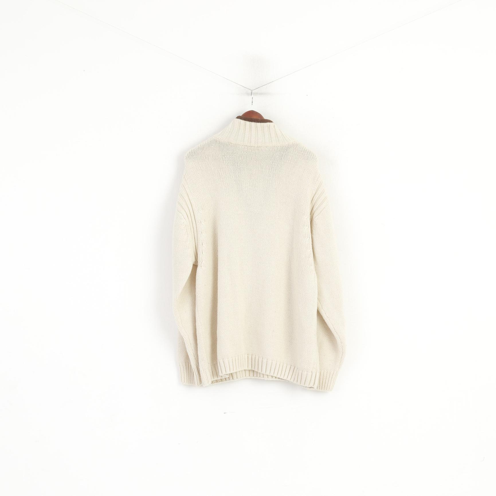 Nangaparbat Homme 50/52 XXXL Pull Beige Tricoté Himalaya Col Zippé Pull Classique