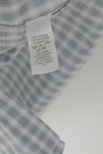 Paul Smith Jeans Men M Casual Shirt Gris Coton Check Short Sleeve Top