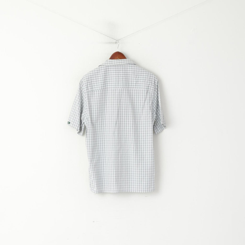 Paul Smith Jeans Men M Casual Shirt Gris Coton Check Short Sleeve Top