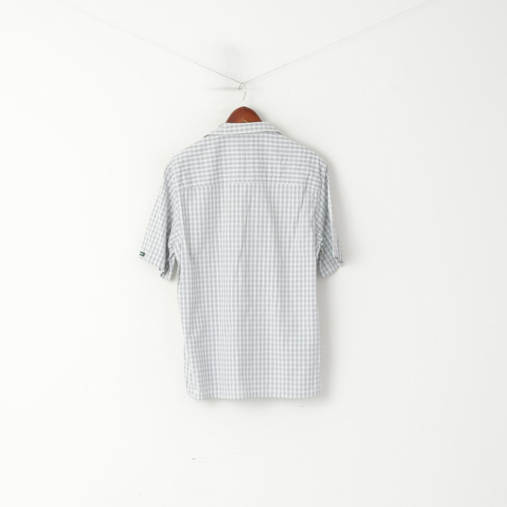 Paul Smith Jeans Men M Casual Shirt Gris Coton Check Short Sleeve Top