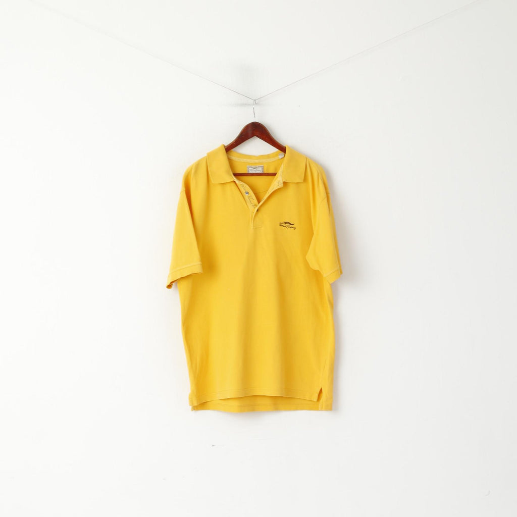 Thomas Burberry Men XL Polo Shirt Yellow Vintage Cotton Detailed Buttons Top