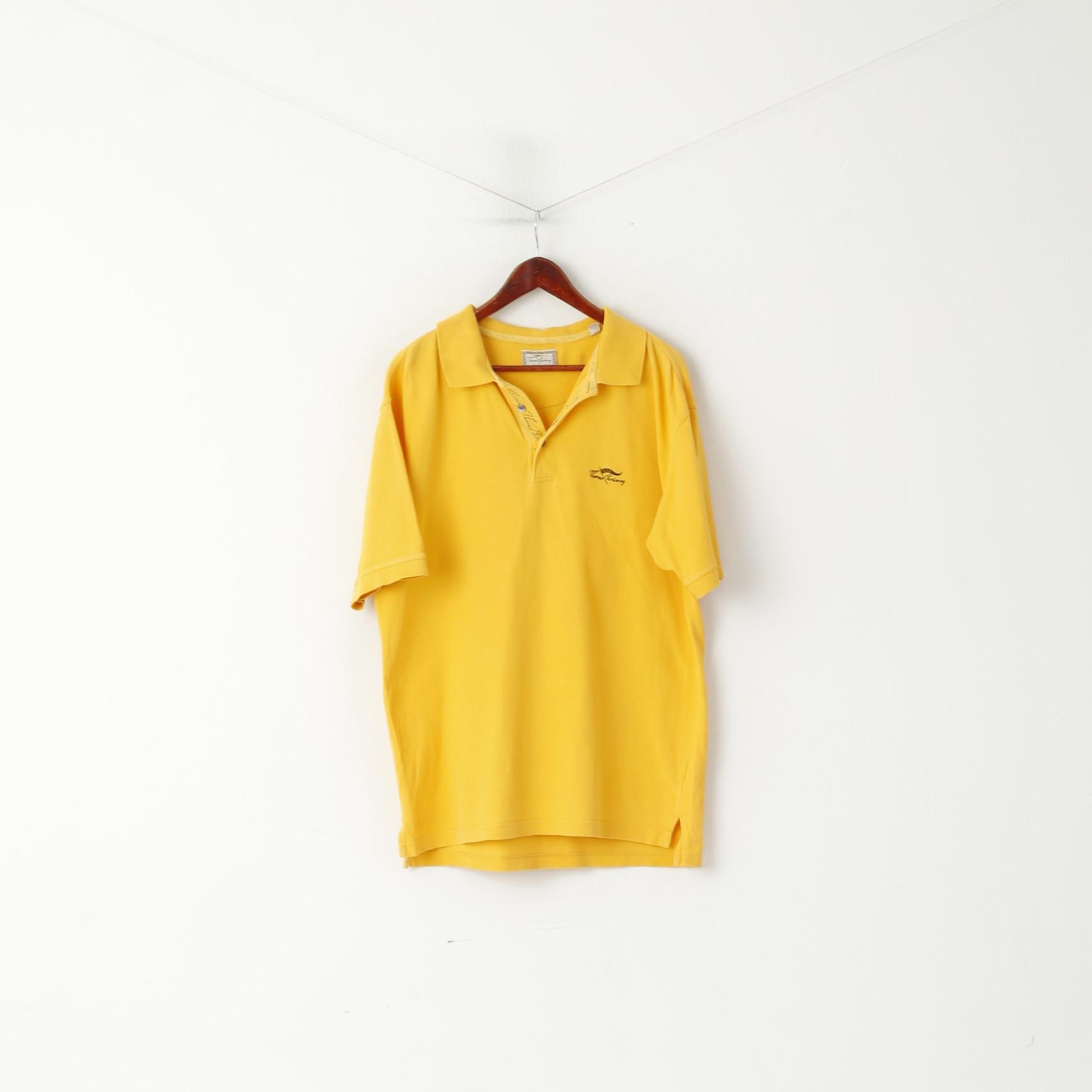Thomas Burberry Men XL Polo Shirt Yellow Vintage Cotton Detailed Buttons Top