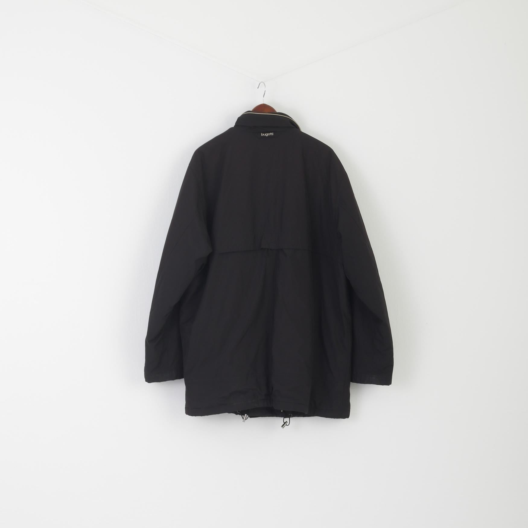 Bugatti Men 56 XXL Veste Noire Doublée Zippée Classique Équipée Multi Poche Haut