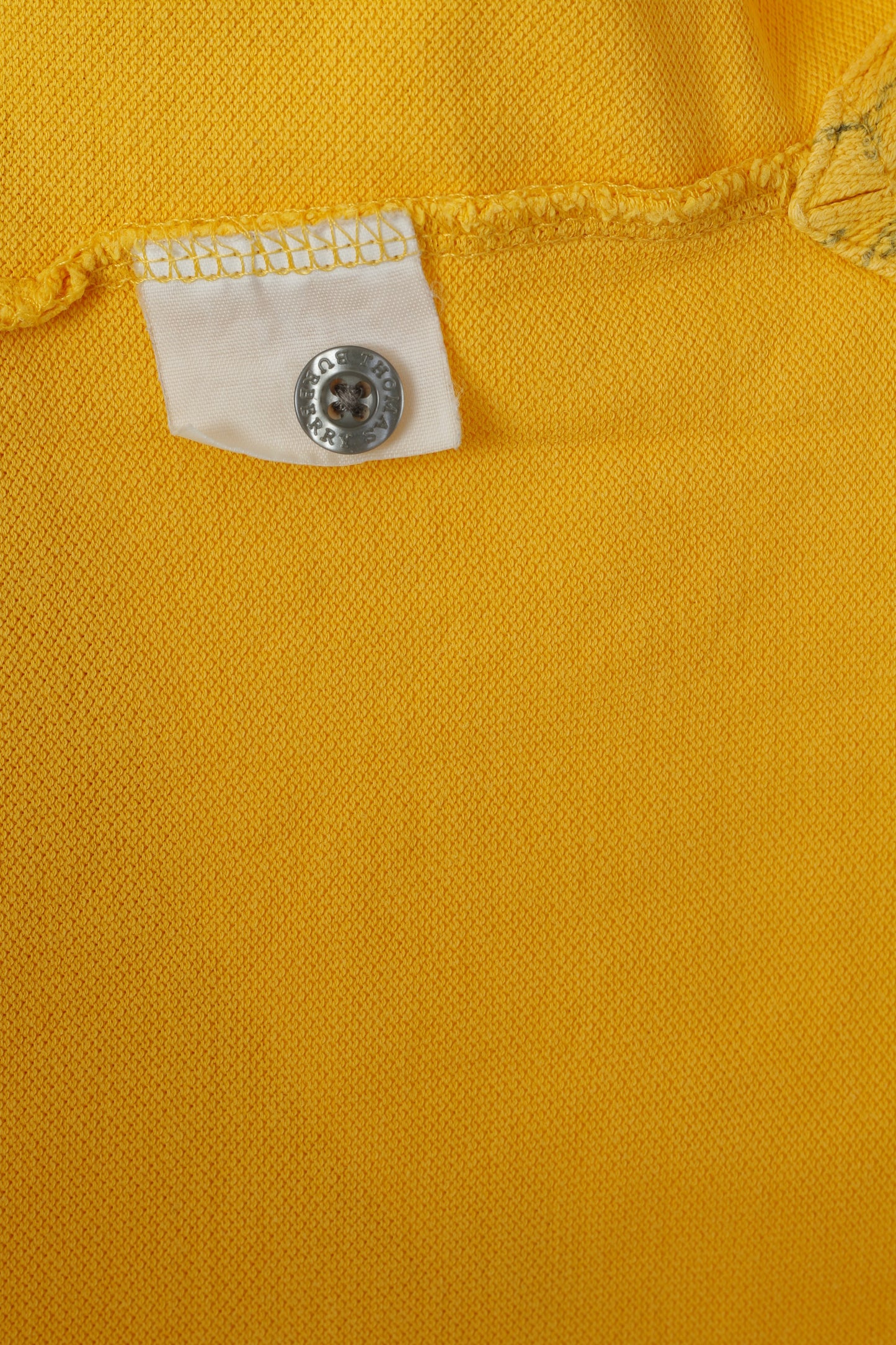 Thomas Burberry Hommes XL Polo Jaune Vintage Coton Boutons Détaillés Haut