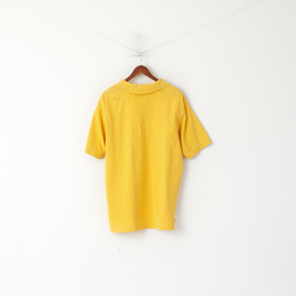 Thomas Burberry Men XL Polo Shirt Yellow Vintage Cotton Detailed Buttons Top
