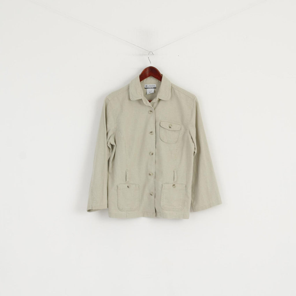 Columbia Women S Casual Shirt Beige Linen Sportswear Outdoor Hiking Top