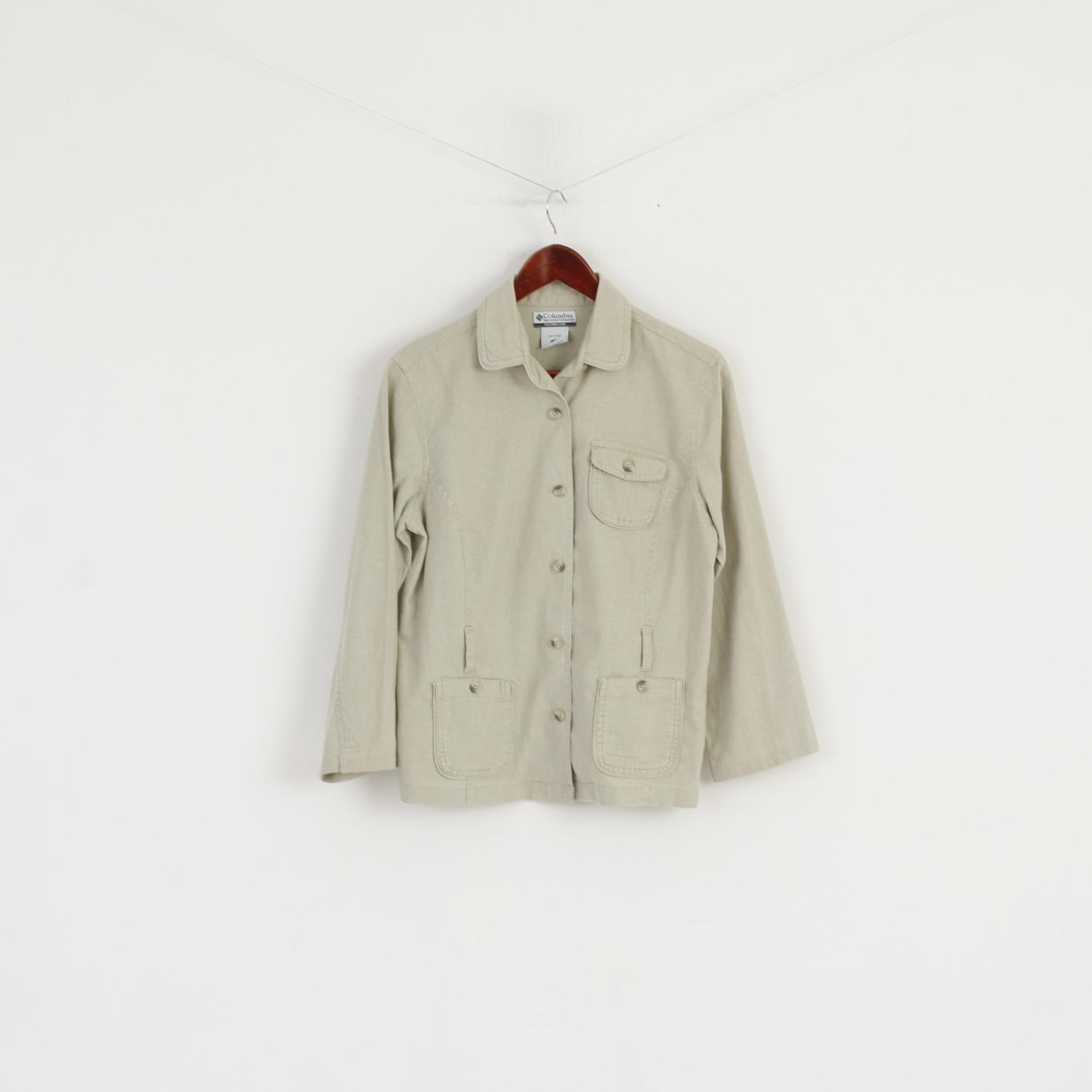 Columbia Women S Casual Shirt Beige Linen Sportswear Outdoor Hiking Top