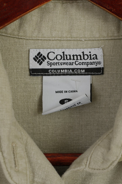 Columbia Women S Casual Shirt Beige Linen Sportswear Outdoor Hiking Top