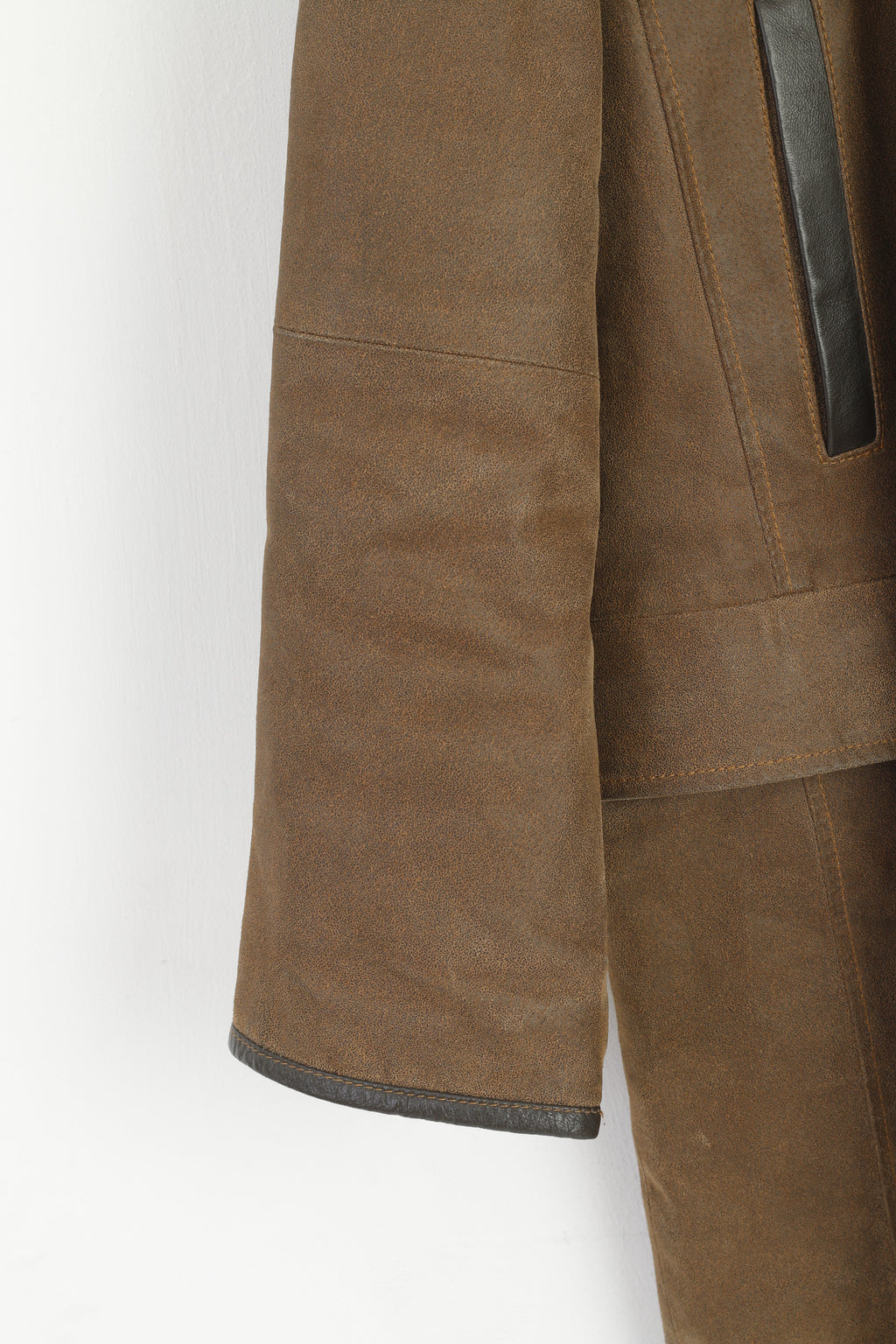 JC Collection hommes 54 44 L manteau en cuir marron rétro simple boutonnage doublé haut