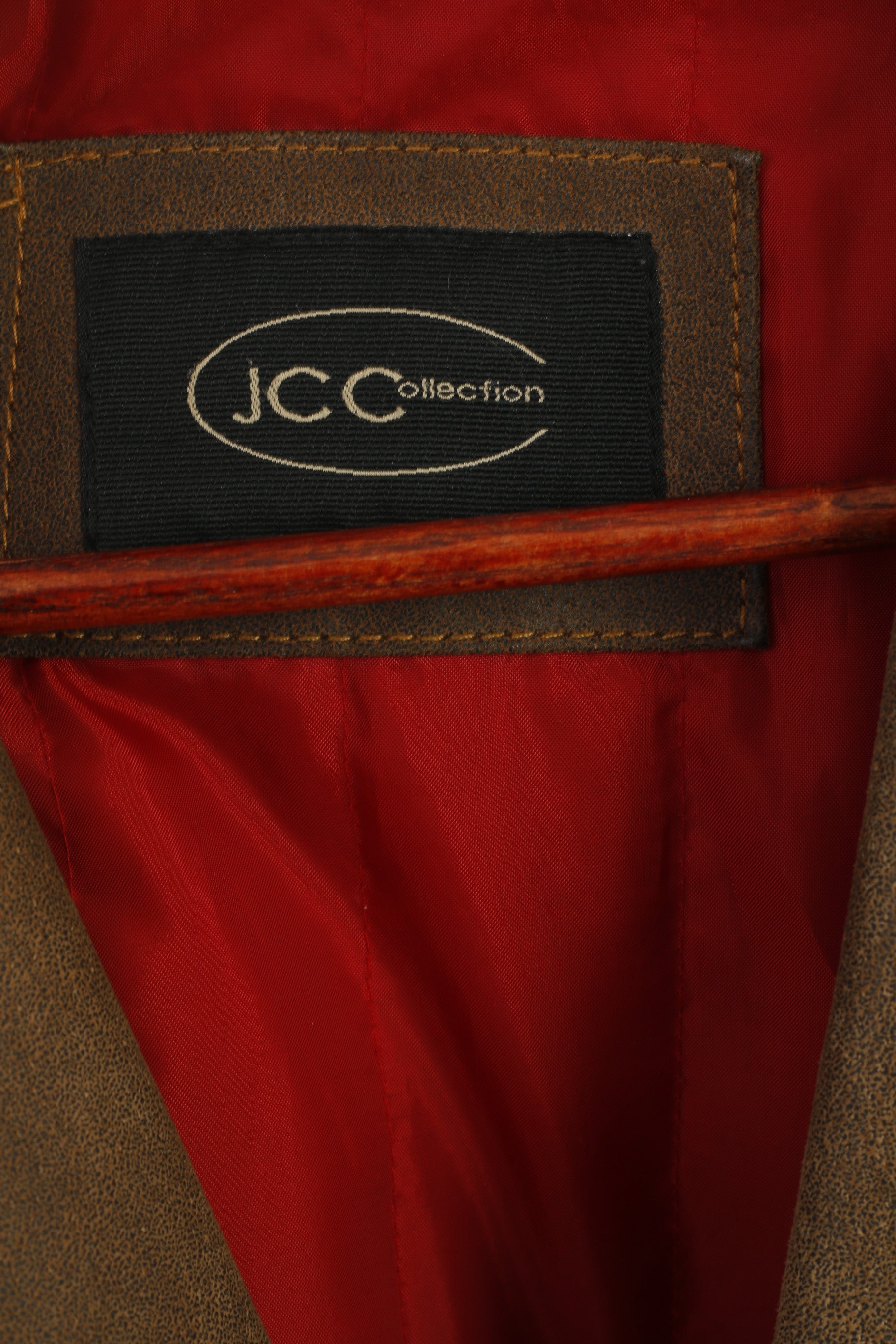 JC Collection hommes 54 44 L manteau en cuir marron rétro simple boutonnage doublé haut