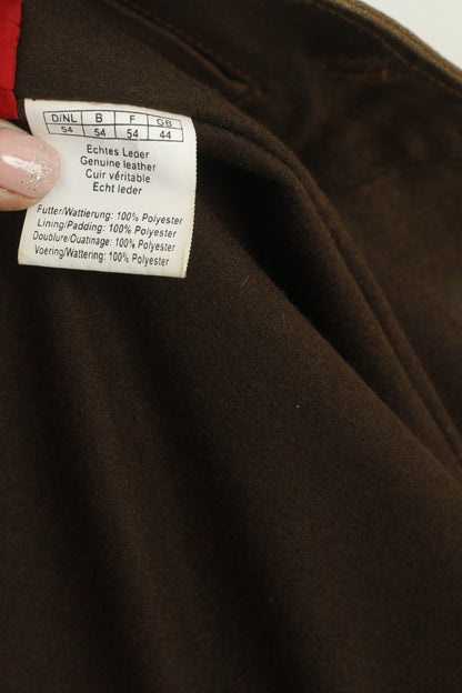 JC Collection hommes 54 44 L manteau en cuir marron rétro simple boutonnage doublé haut