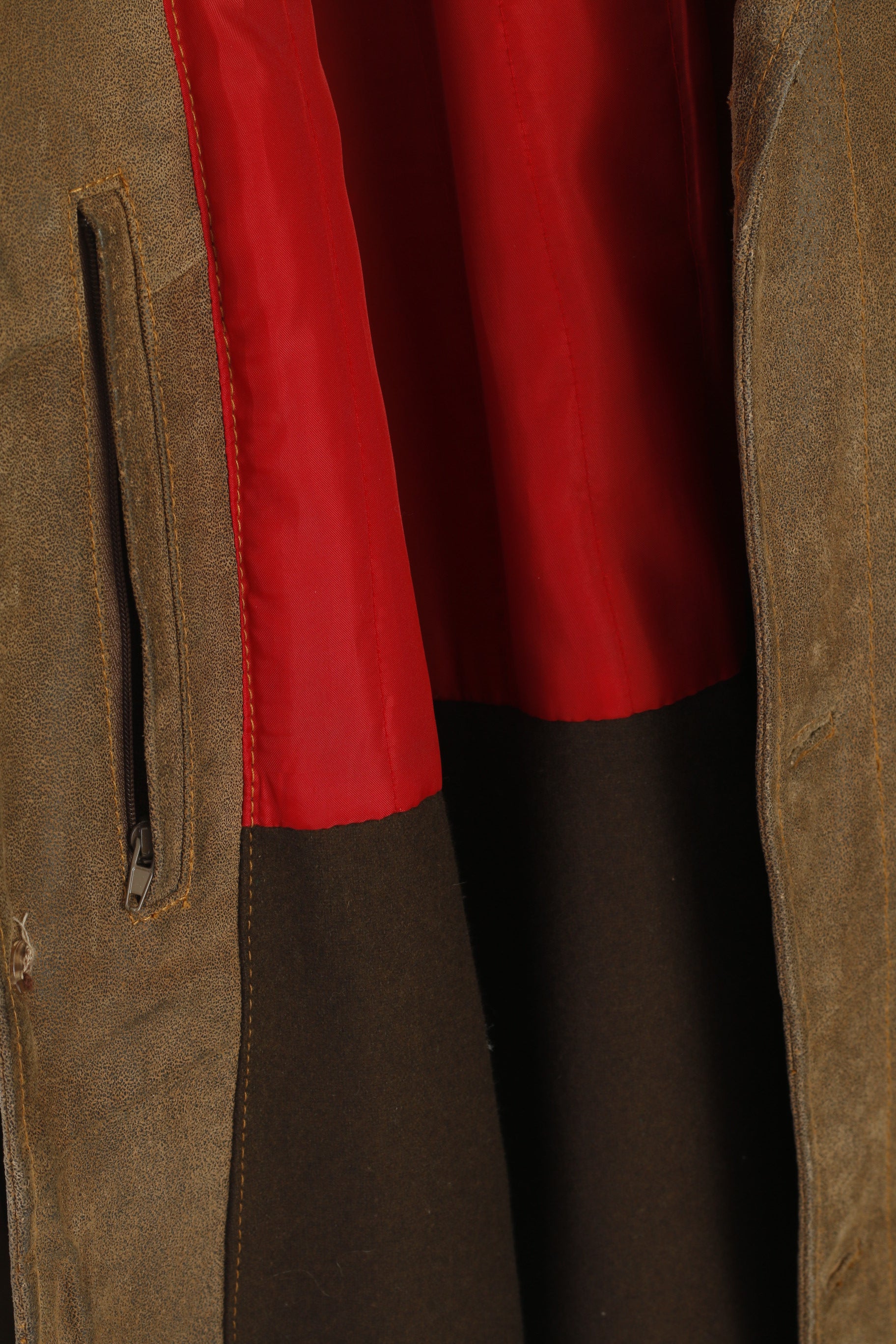 JC Collection hommes 54 44 L manteau en cuir marron rétro simple boutonnage doublé haut