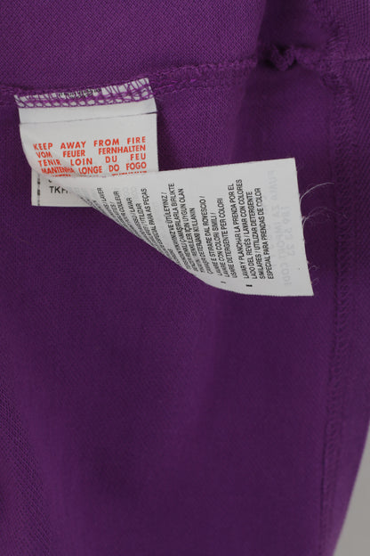 Puma Men XL Polo Shirt Purple Cotton Stretch Detailed Buttons Fit Top