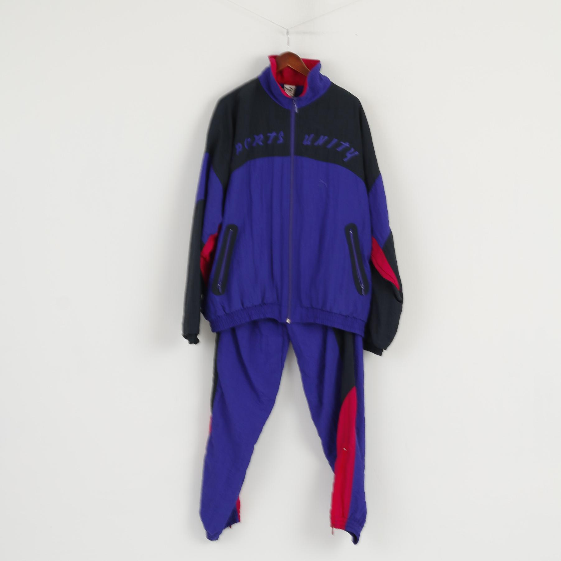 Puma Men 46 XXL Tracksuit Vintage Purple Shiny Sports Unity Nylon Oldschool Set
