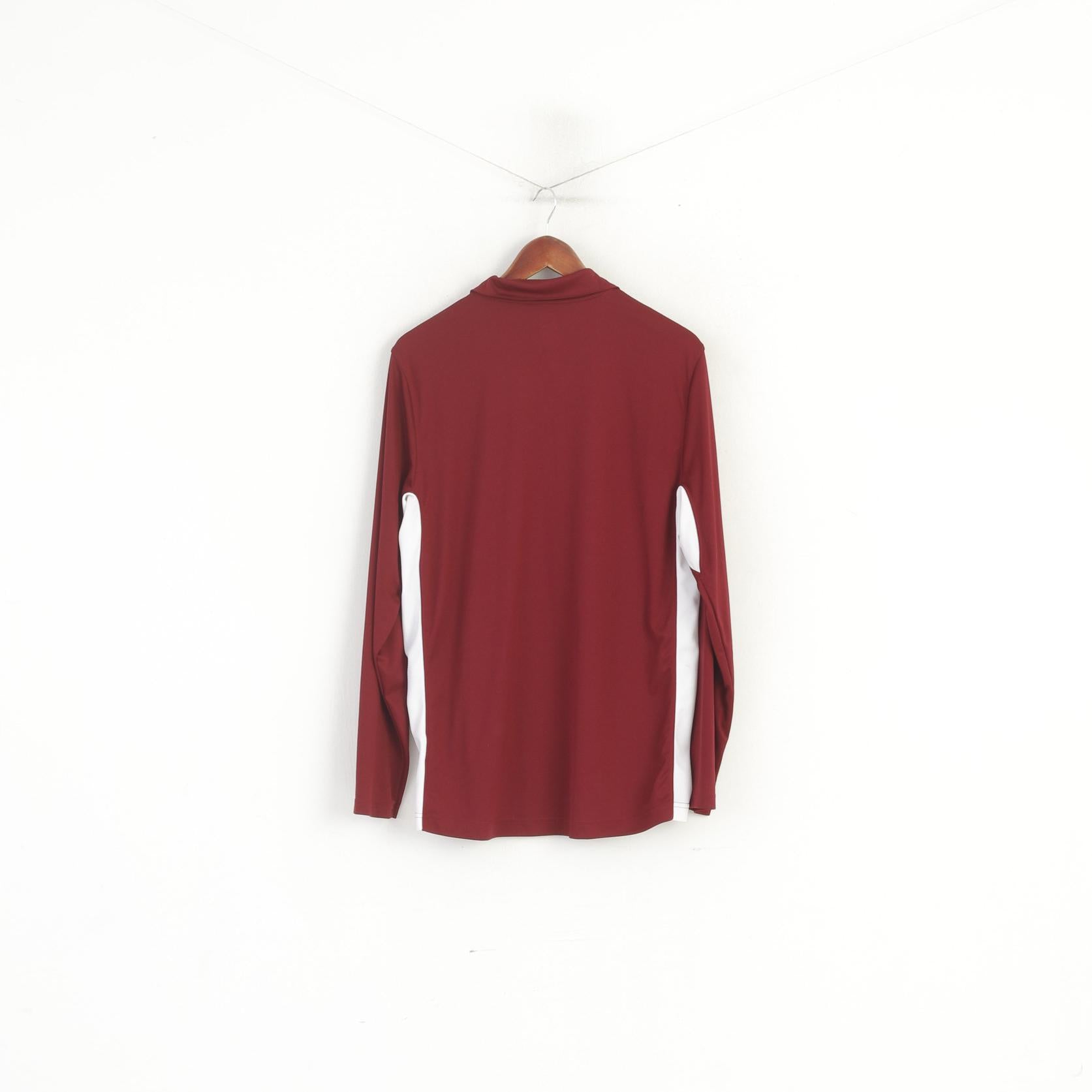 Warrior Men L Polo Shirt Burgundy Sportswear Long Sleeve Armed Unstoppable Top