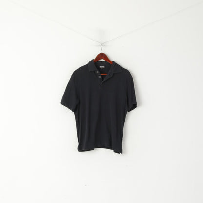 Michael Kors Men M Polo Shirt Black Cotton Stretch Short Sleeve Plain Top