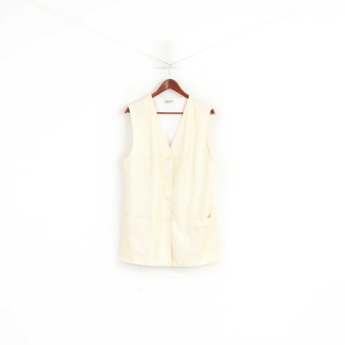 Finn Karelia Women 22 46 XL Waistcoat Yellow Long Vintage Sleeveless Top