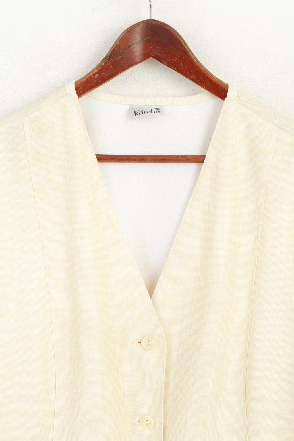 Finn Karelia Donna 22 46 XL Gilet Giallo Lungo Vintage Senza Maniche