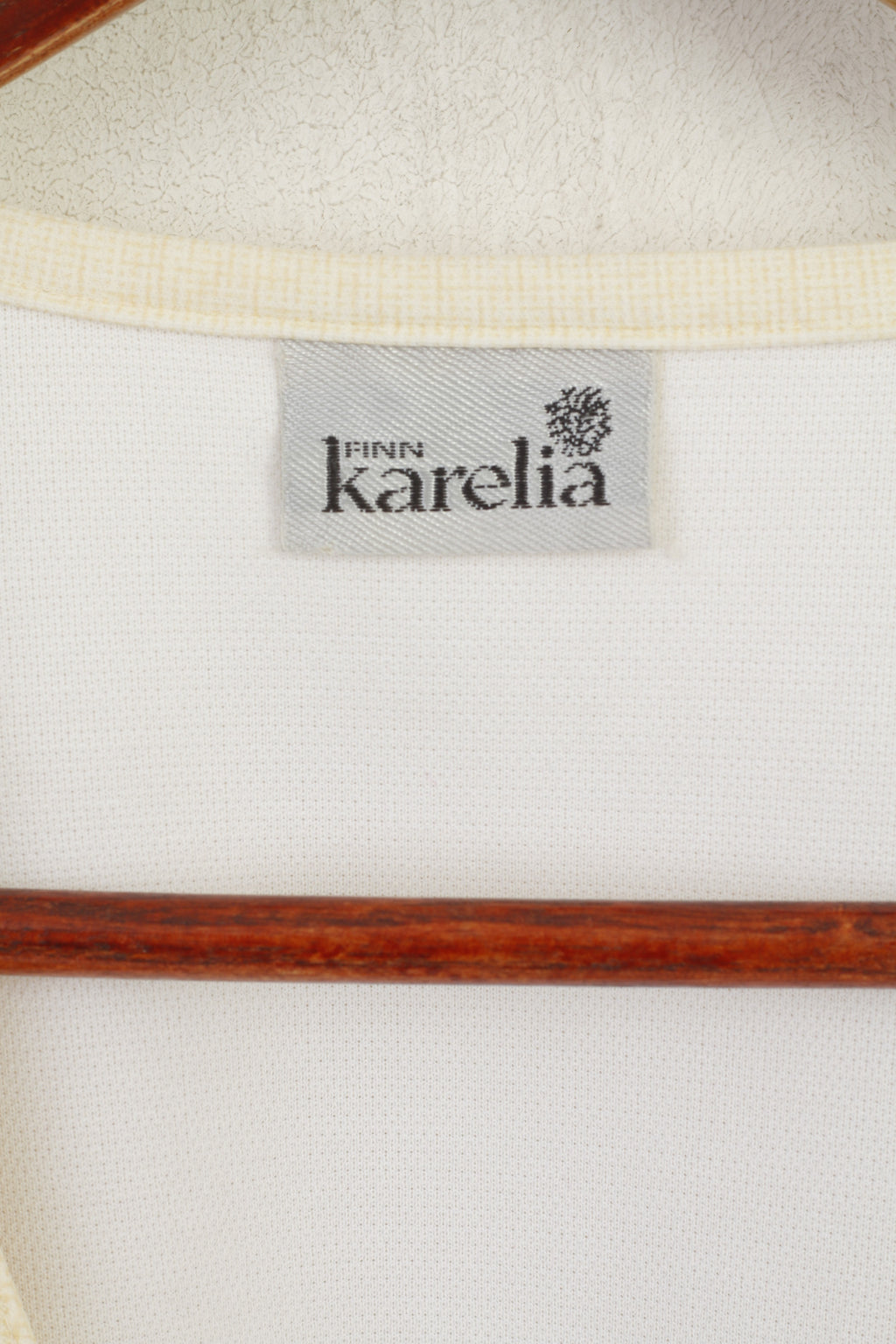 Finn Karelia Donna 22 46 XL Gilet Giallo Lungo Vintage Senza Maniche