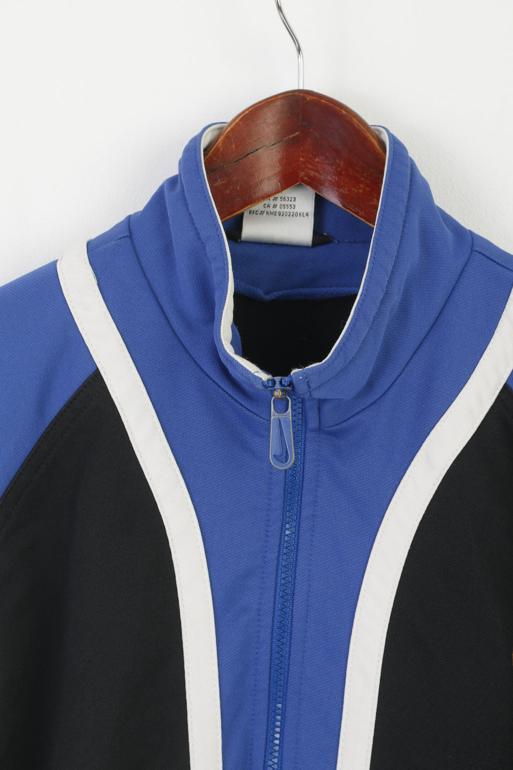 Nike Youth 164 176 Sweatshirt Blue Shiny Vintage 90s Full Zipper Sport Track Top