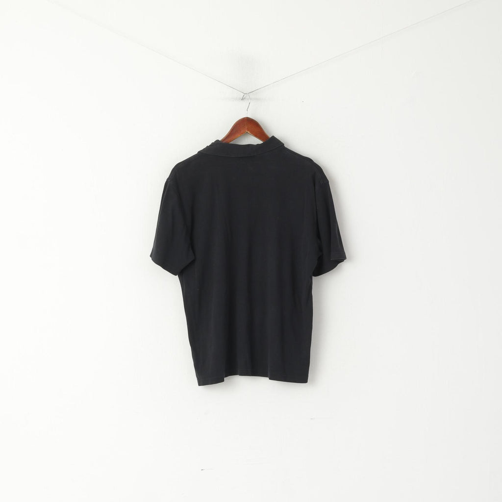 Michael Kors Men M Polo Shirt Black Cotton Stretch Short Sleeve Plain Top