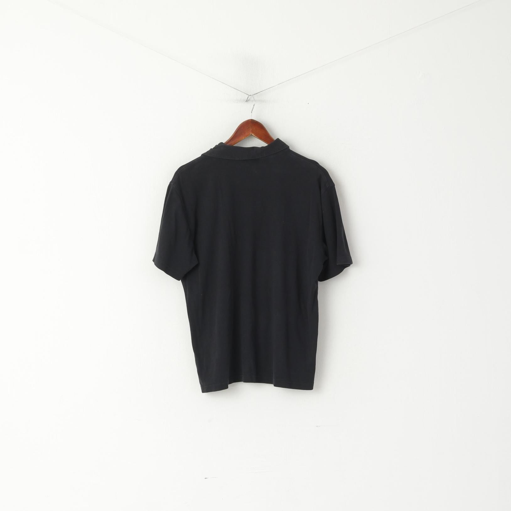 Michael Kors Men M Polo Shirt Black Cotton Stretch Short Sleeve Plain Top