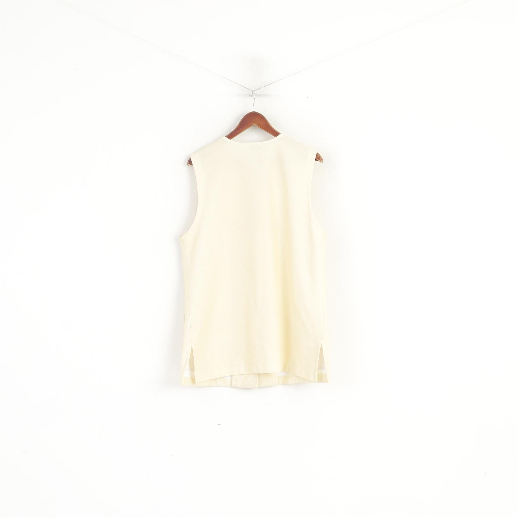 Finn Karelia Donna 22 46 XL Gilet Giallo Lungo Vintage Senza Maniche