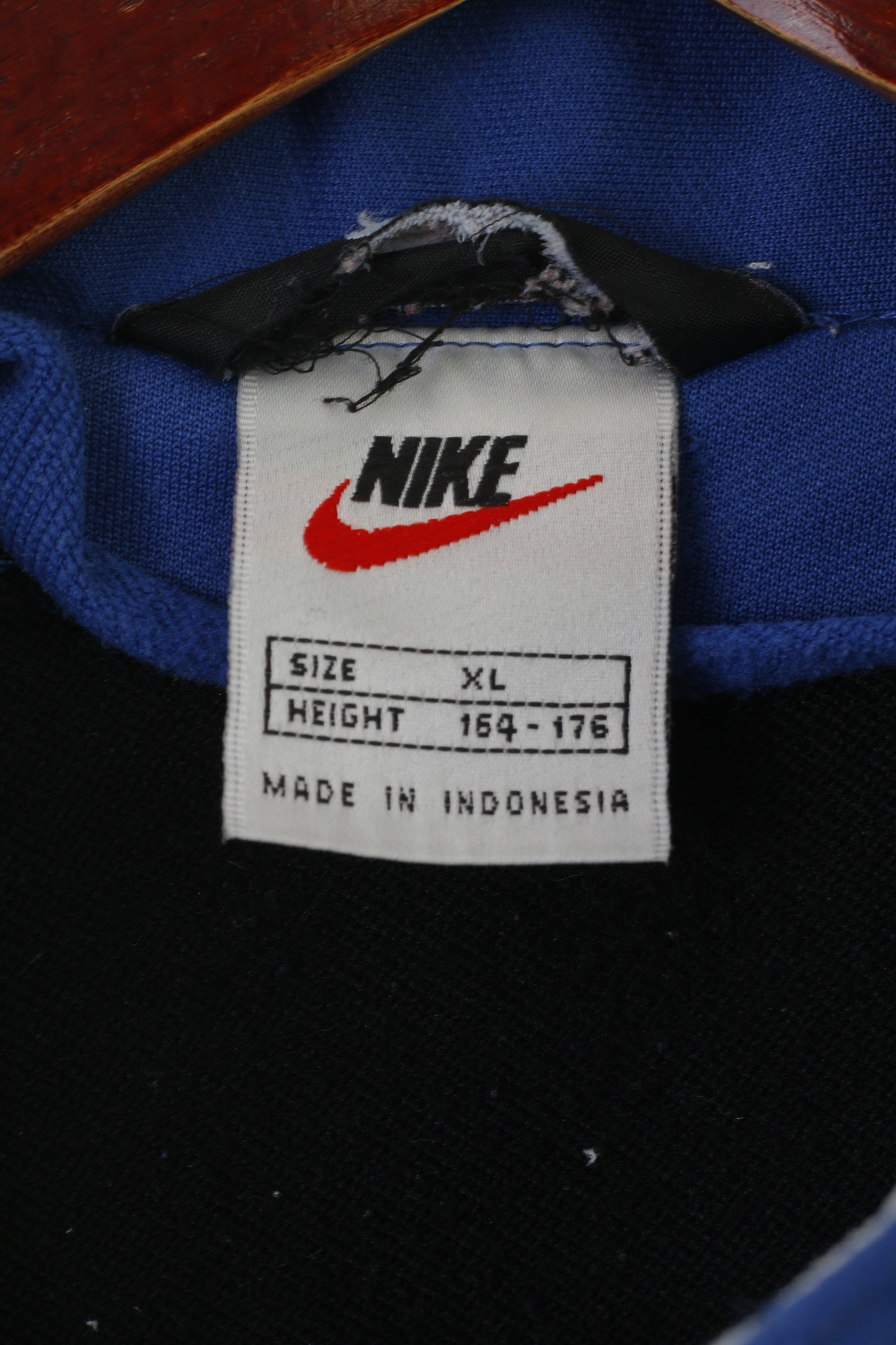 Nike Youth 164 176 Sweatshirt Blue Shiny Vintage 90s Full Zipper Sport Track Top