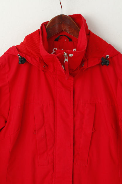 Etirel Women 36 S Jacket Red Campus Sportswear Hooded Full Zipper Pockets Top