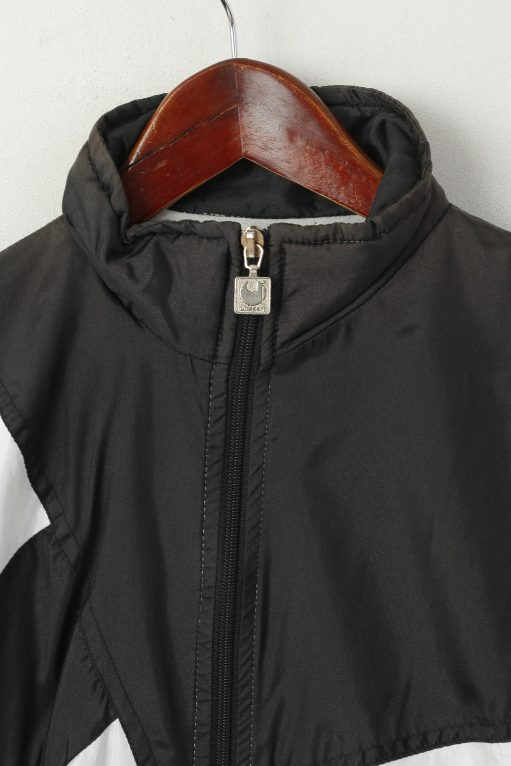 Uhlsport Men S Track Top Jacket Black Sport Vintage Sportswear Shiny Zip Up Top