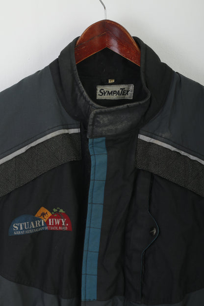 Sympatex Hommes L Veste de moto en nylon noir vintage Stuart Hwy Australian Outback Road Modeka