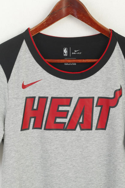 Nike Women S Shirt Grey Long Miami Heat NBA Dri-Fit Short Sleeve Top