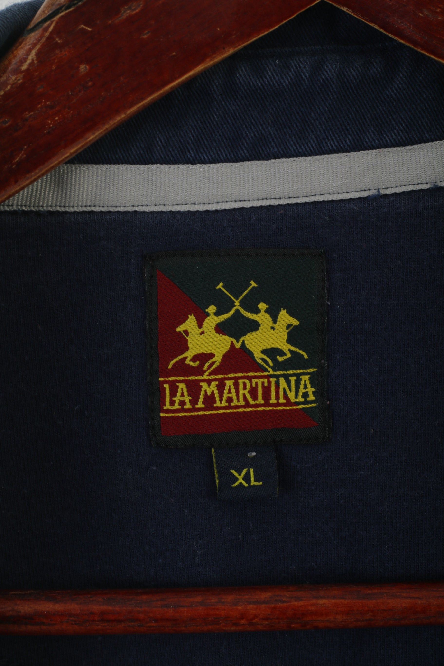 La Martina Homme XL Polo Marine Rayé Coton Manches Longues Polo Argentino Top