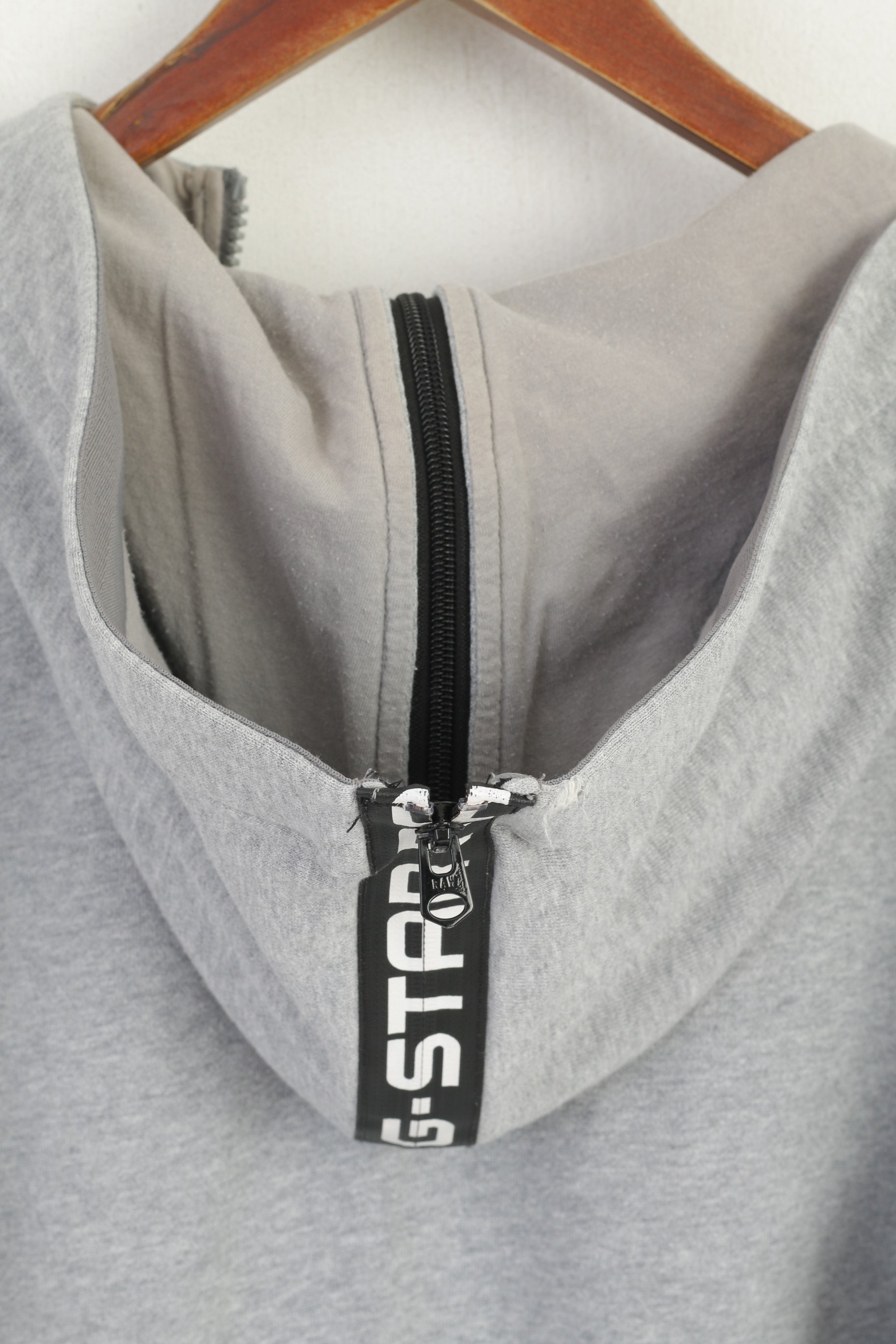 G-Star Raw Women M Sweatshirt Grey Cotton Core Zip Hooded Sport Top