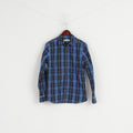 Levi's Men S Casual Shirt Navy Blue Check Cotton Standard Fit Long Sleeve Top